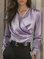 French Light Luxury V-neck Slim Fit Ins Style Versatile Shirt - DanaFashionstore