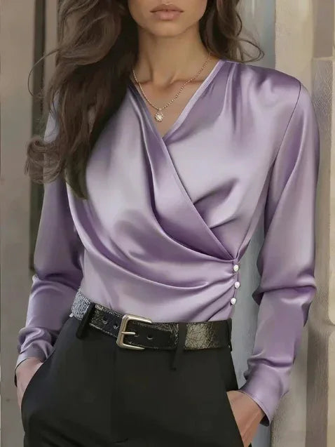 French Light Luxury V-neck Slim Fit Ins Style Versatile Shirt - DanaFashionstore