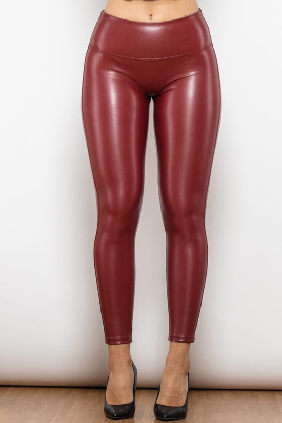 Shascullfites Melody Women's Winter Tights Women's Push Up Leggings Pu Leather Leggings No Front Seam Elastic Slim Tight Sexy - Dana Fashion