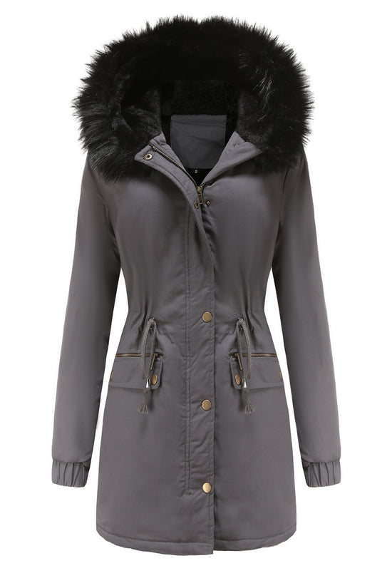 Women's Mid-length Fur Collar Coat Parker Cotton-padded Coat
