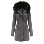 Women's Mid-Length Fur Collar Parker Coat 2026 - Cotton-Padded Jacket - DanaFashionstore