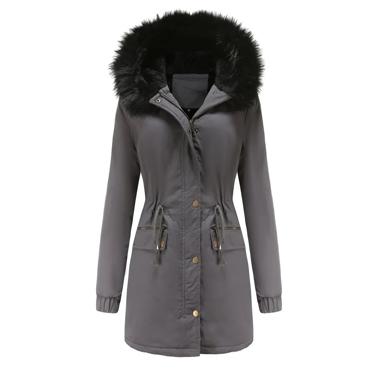 Women's Mid-Length Fur Collar Parker Coat 2026 - Cotton-Padded Jacket - DanaFashionstore