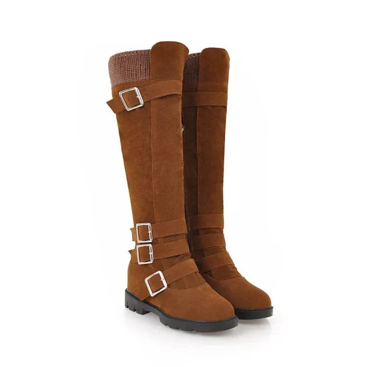 British Belt Buckle High Top Martin Boots Women - DanaFashionstore