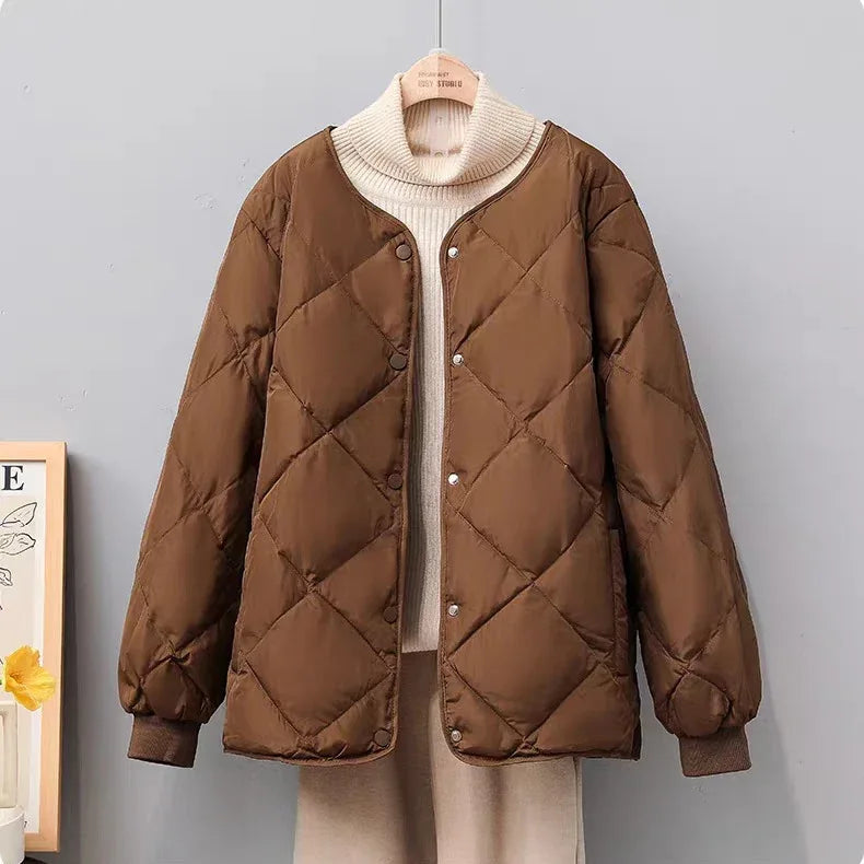 Rhombus Down Jacket Women's Short Coat - DanaFashionstore