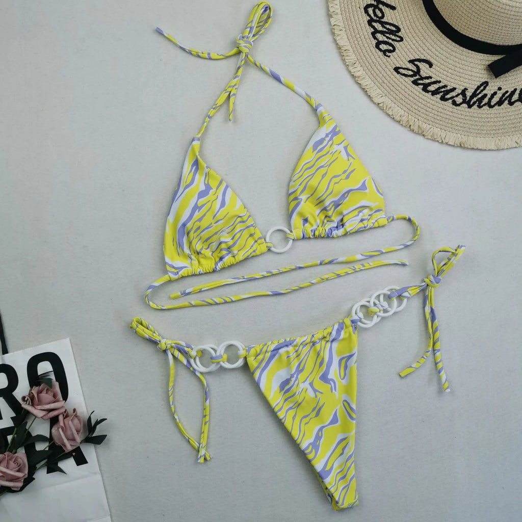 New Women's Split Bikini Double Fabric Lace-up Swimwear - DanaFashionstore