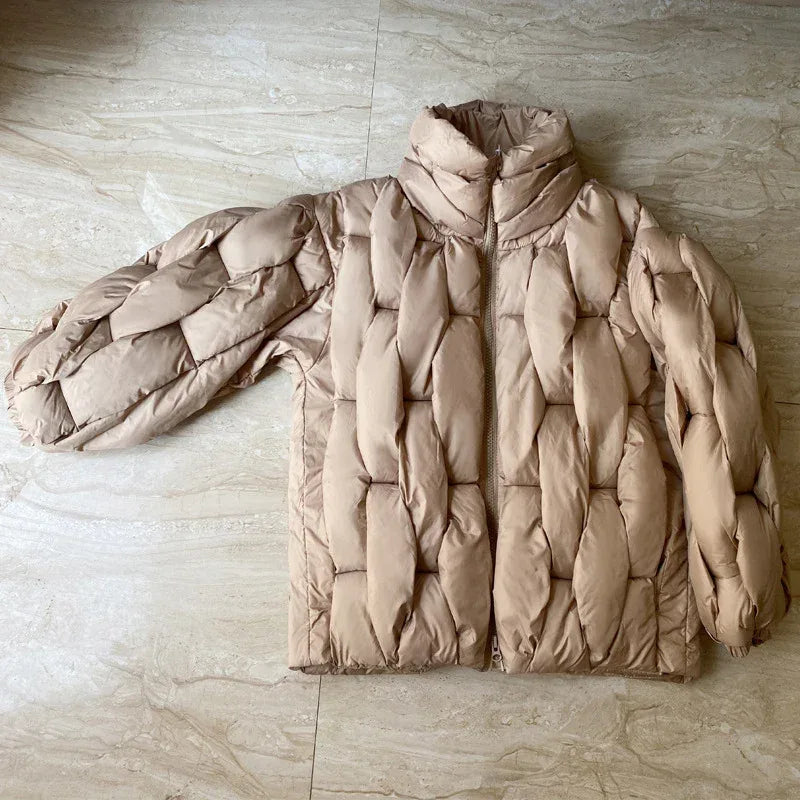 Plus Size Woven Twisted Down Cotton-Padded Jacket 2026 - Winter Coat - DanaFashionstore