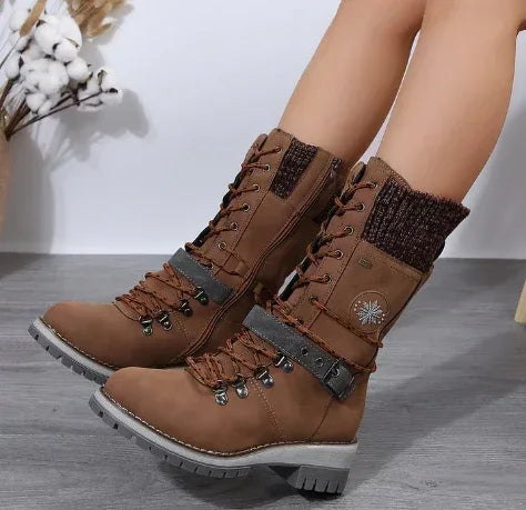 Plus Size Boots Women's Outer Wear Cloth Square Heel Side Zipper - DanaFashionstore