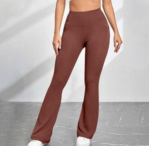 High Waisted Pocket Micro Flared Yoga Pants - Dana Fashion