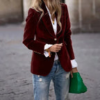 Velvet Lapel Casual Suit Business Fashion Slim Single-breasted Jacket Outwear Clothing For Women - DanaFashionstore
