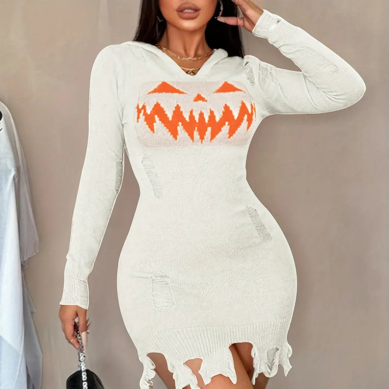 Solid Color Hooded Dress Women 2026 - Halloween Fashion Tight Dress - DanaFashionstore