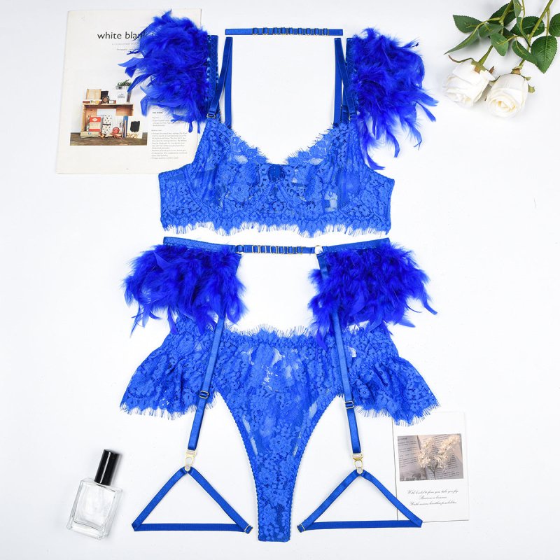Feather Sexy Lingerie Lace Women Underwear Bra Panty $79.99 Dana Fashion Color: Black size: L Women's clothing Product information: Fabric name: lace Main fabric composition: Polyester Fiber (polyester) Size: S,M,L,XL Applicable Gender: Female Style: thre