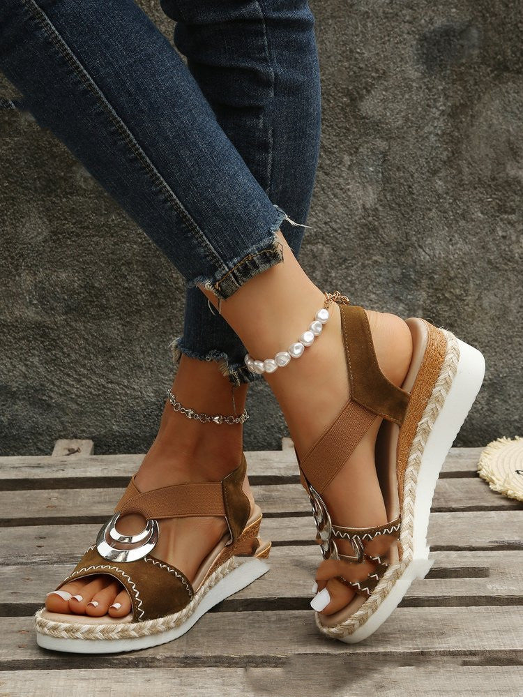 Women's Thick Sole Hemp Rope Platform Roman Sandals