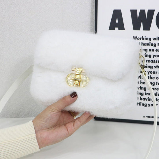 Female Autumnwinter Bag Plush Crossbody Bag $43.96 Dana Fashion Color: White Women's Bags Product information: Applicable scenarios: Daily matching Color: khaki, brown, black, pink, purple, white, blue Material: Plush Style: Urban Simplicity Packing list: