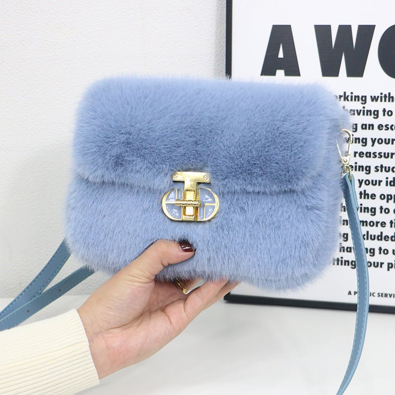 Female Autumnwinter Bag Plush Crossbody Bag $43.96 Dana Fashion Color: Blue Women's Bags Product information: Applicable scenarios: Daily matching Color: khaki, brown, black, pink, purple, white, blue Material: Plush Style: Urban Simplicity Packing list: