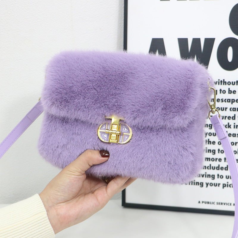 Female Autumnwinter Bag Plush Crossbody Bag $43.96 Dana Fashion Color: Purple Women's Bags Product information: Applicable scenarios: Daily matching Color: khaki, brown, black, pink, purple, white, blue Material: Plush Style: Urban Simplicity Packing list