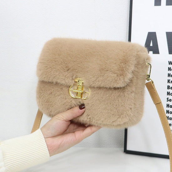Female Autumnwinter Bag Plush Crossbody Bag $43.96 Dana Fashion Color: Khaki Women's Bags Product information: Applicable scenarios: Daily matching Color: khaki, brown, black, pink, purple, white, blue Material: Plush Style: Urban Simplicity Packing list: