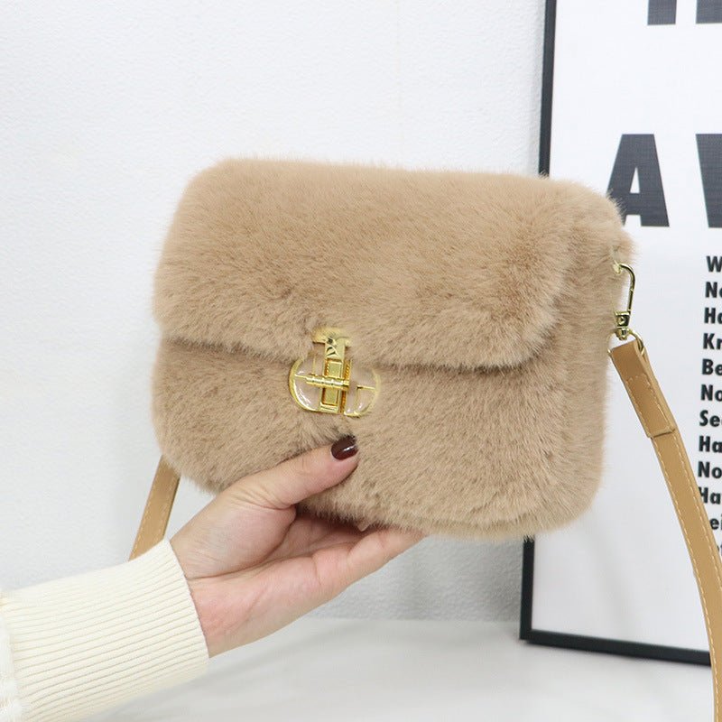 Female Autumnwinter Bag Plush Crossbody Bag $43.96 Dana Fashion Color: Khaki Women's Bags Product information: Applicable scenarios: Daily matching Color: khaki, brown, black, pink, purple, white, blue Material: Plush Style: Urban Simplicity Packing list: