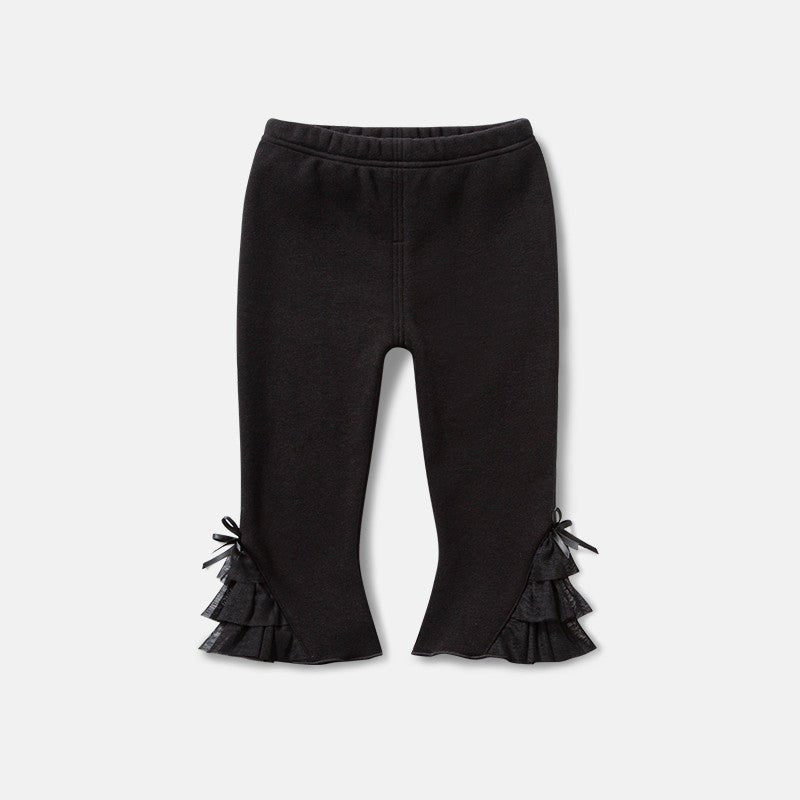 Female Baby Winter Plush Velvet Bottoming Flared Pants $41.19 Dana Fashion Color: Black Size: 110cm Baby Clothing Product information: Applicable gender: female Color classification: flower gray, lotus root pink, black Fabric: Knitted fabric: 69% polyeste