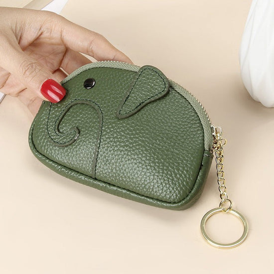 Female Creative Keychain Cartoon Elephant Wallet $23.47 Dana Fashion Color: Green Women's Bags Product information: Pattern: solid color Lining texture: Polyester Applicable scenario: Daily matching Color: yellow, wine red, green, black, pink, gray, light