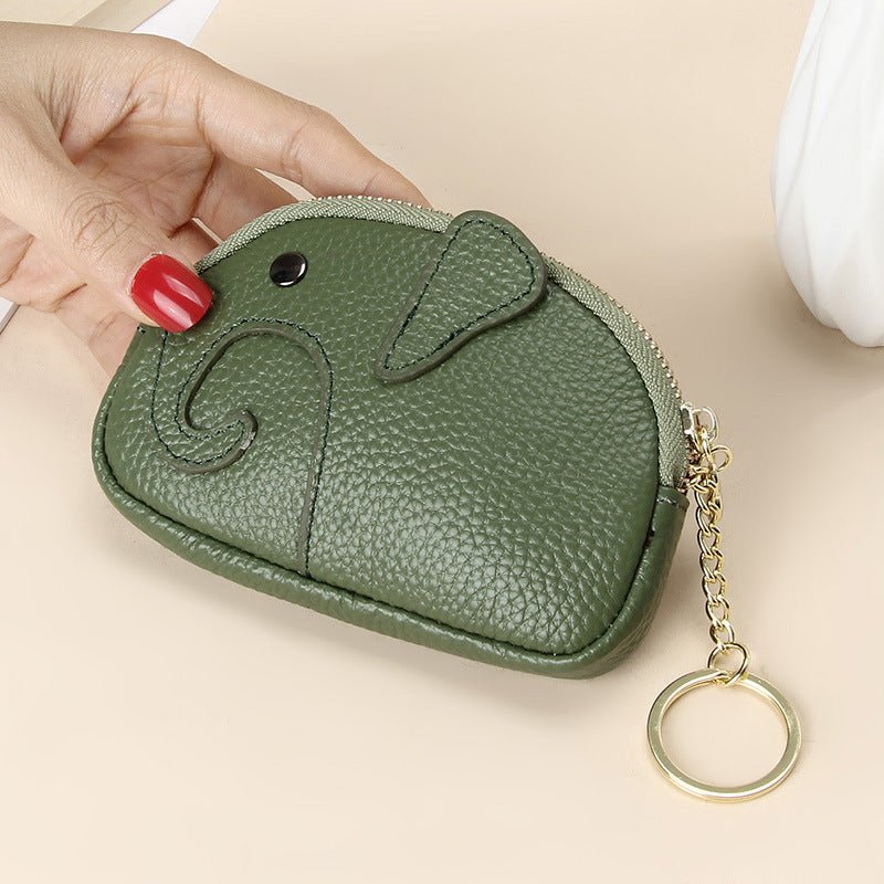 Female Creative Keychain Cartoon Elephant Wallet $23.47 Dana Fashion Color: Green Women's Bags Product information: Pattern: solid color Lining texture: Polyester Applicable scenario: Daily matching Color: yellow, wine red, green, black, pink, gray, light