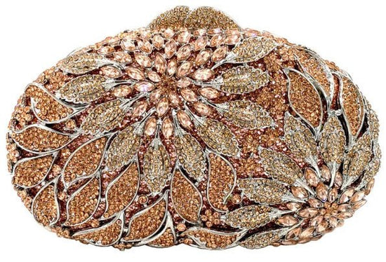 Female Leaf Flower Inlaid Diamond Dinner Bag $149.00 Dana Fashion Color: Champagne Size: BL504 Women's Bags Product information: Lining texture: synthetic leather Applicable scenarios: Daily matching Color: gold bottom white diamond, gold bottom gold Diam