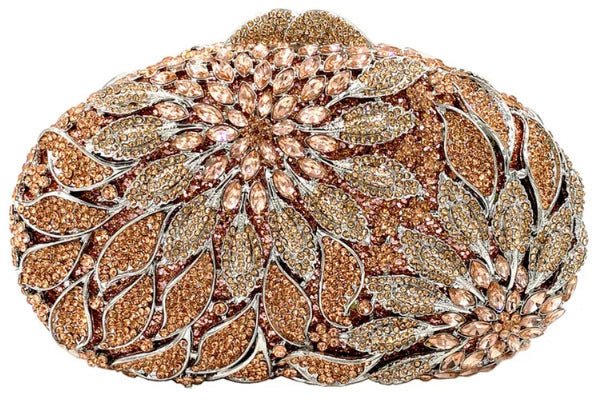 Female Leaf Flower Inlaid Diamond Dinner Bag $149.00 Dana Fashion Color: Champagne Size: BL504 Women's Bags Product information: Lining texture: synthetic leather Applicable scenarios: Daily matching Color: gold bottom white diamond, gold bottom gold Diam