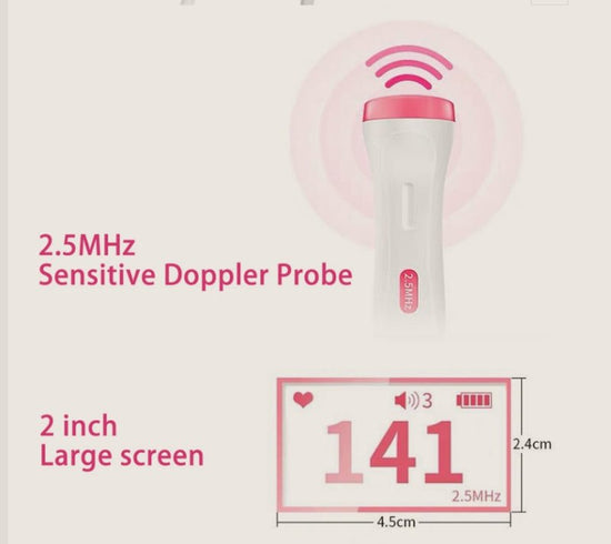 Fetal Heart Rate Monitor Home Pregnancy Baby Fetal Sound Heart Rate Detector $70.97 Dana Fashion style: 1 Baby & Mother Overview: 1）2.5 Mhz Waterproof probe High sensitivity of the probe, 12~16weeks can hear fetal heartbeat . 2）LCD digital screen Light sc