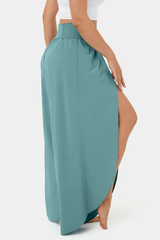 Loose Split Yoga Pants Summer Elastic High Waist Wide Leg Trousers Women's Fashion Versatile Clothing