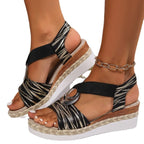 Plus Size Women's Metal Buckle Decorative Hemp Rope Sandals - DanaFashionstore