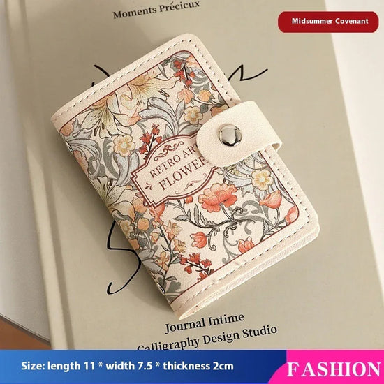 Women's Flower Oil Painting Retro Style Large Capacity Card Holder - DanaFashionstore