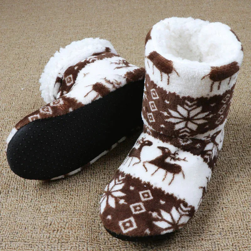 Christmas Elk Floor Shoes Indoor Socks Shoes Warm Plush House Slippers - DanaFashionstore