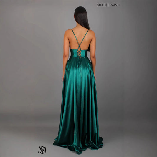 Women's Strap Solid Color V-Neck Dress