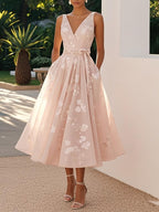 Women's Sleeveless Vest V-neck Digital Printing Dress