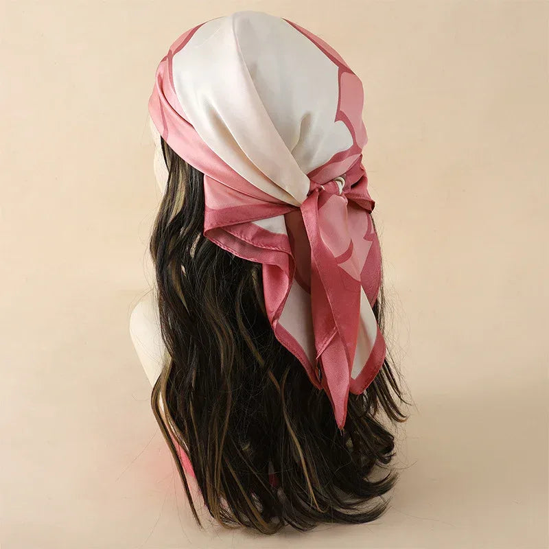 Artificial Silk Striped High-grade Korean Style Stylish Beach Arm Bag Silk Scarf - DanaFashionstore
