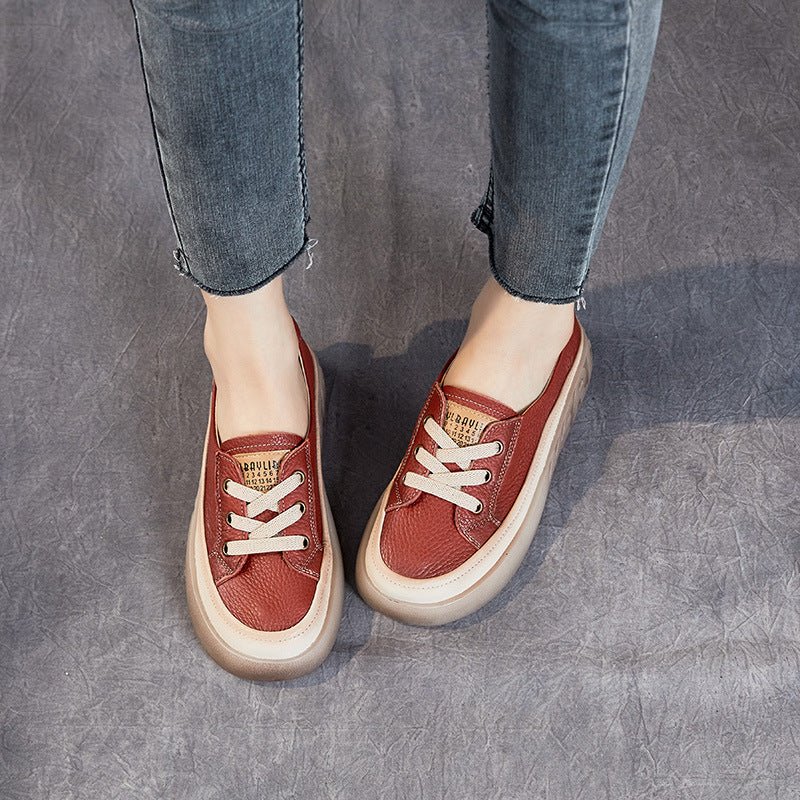 First Layer Cowhide Shallow Mouth Pumps Female Genuine Leather Casual Board Shoes Rubber Platform Shoes $109.95 Dana Fashion Color: A2318 Beige Size: 35 Women's shoes Product information: Pattern: solid color Lining material: imitation leather Color: A231