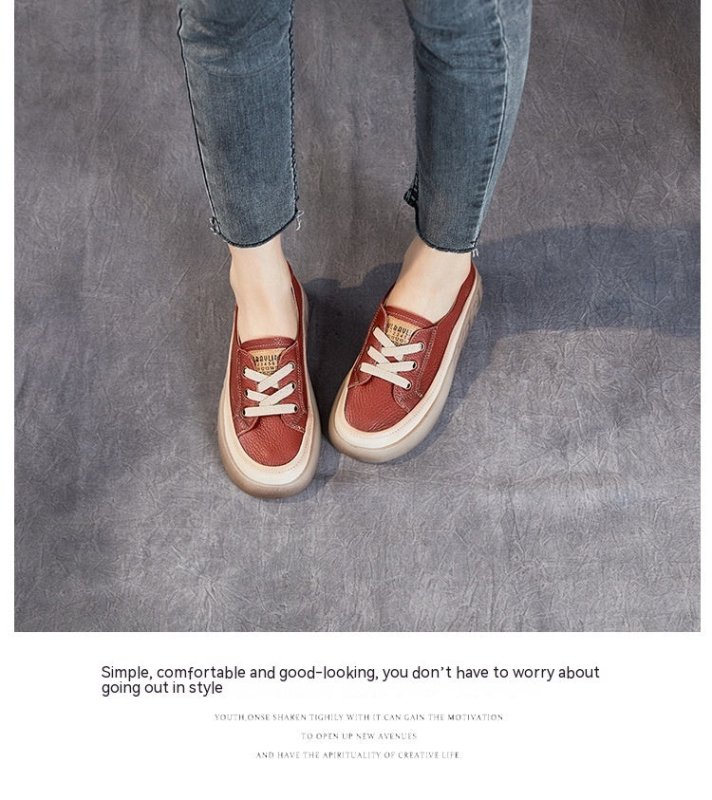 First Layer Cowhide Shallow Mouth Pumps Female Genuine Leather Casual Board Shoes Rubber Platform Shoes $109.95 Dana Fashion Color: A2318 Beige Size: 35 Women's shoes Product information: Pattern: solid color Lining material: imitation leather Color: A231