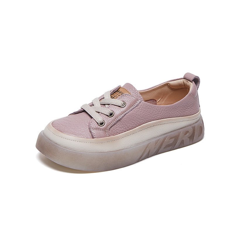 First Layer Cowhide Shallow Mouth Pumps Female Genuine Leather Casual Board Shoes Rubber Platform Shoes $109.95 Dana Fashion Color: A2318 Light Purple Size: 35 Women's shoes Product information: Pattern: solid color Lining material: imitation leather Colo