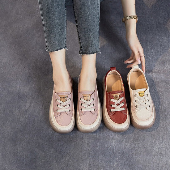First Layer Cowhide Shallow Mouth Pumps Female Genuine Leather Casual Board Shoes Rubber Platform Shoes $109.95 Dana Fashion Color: A2318 Beige Size: 35 Women's shoes Product information: Pattern: solid color Lining material: imitation leather Color: A231