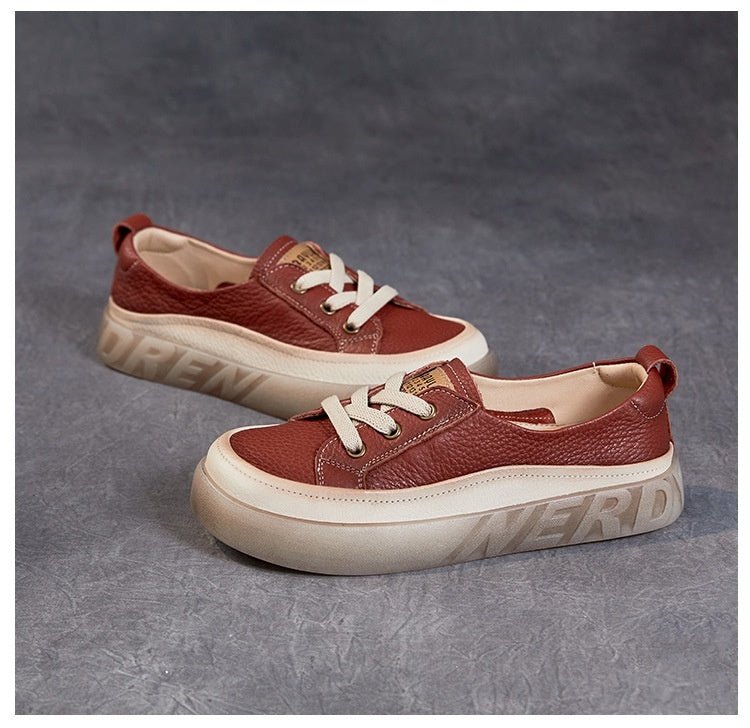 First Layer Cowhide Shallow Mouth Pumps Female Genuine Leather Casual Board Shoes Rubber Platform Shoes $109.95 Dana Fashion Color: A2318 Beige Size: 35 Women's shoes Product information: Pattern: solid color Lining material: imitation leather Color: A231