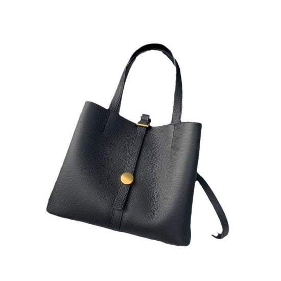 First Layer Cowhide Tote Genuine Leather Women $145.00 Dana Fashion Color: Black Women's Bags Product information: Lining texture: Polyester Applicable scenario: leisure travel Color: black, khaki, dark blue, taro, wine red, gray Outer bag type: Sandwich