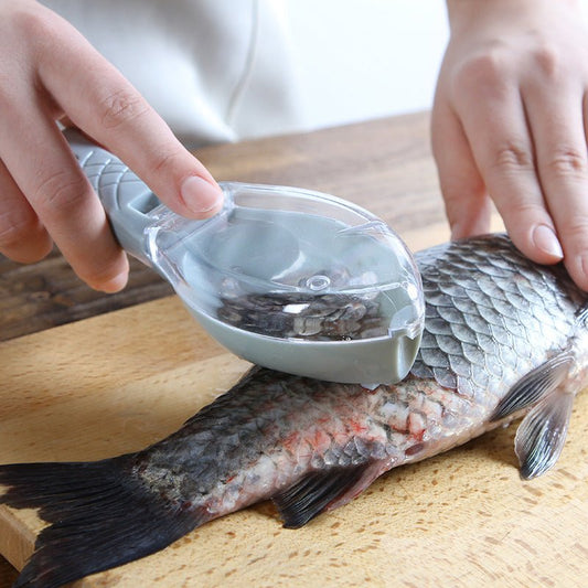 Fish Skin Brush Scraping Fish Scale Brush Grater Quick Disassembly Fish Knife Cleaning Peeling Skin Scraper Scraper Fish Scaler Kitchen Tools $9.00 Dana Fashion format: 16x5.5x4.2cm Color: blue Dana's Kitchen Overview: Fish shape design and beautiful appe