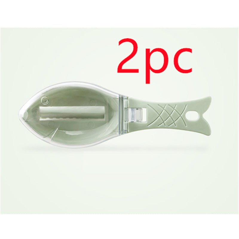 Fish Skin Brush Scraping Fish Scale Brush Grater Quick Disassembly Fish Knife Cleaning Peeling Skin Scraper Scraper Fish Scaler Kitchen Tools $9.00 Dana Fashion format: 16x5.5x4.2cm Color: blue Dana's Kitchen Overview: Fish shape design and beautiful appe
