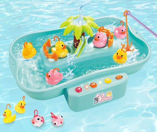 Fishing Toys For Kids Rotating 19.5*22*32cm Fish $60.23 Dana Fashion Color: Blue Style: Duck Toys & Hobbies feature: 1. Electric water cycle fishing toy 2. Dynamic music, cool lighting 3. Interesting fishing experience, parent-child interaction, baby exer