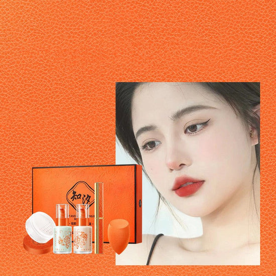 Five Piece Light Fog Makeup Set $42.69 Dana Fashion Color: Ivory makeup Product information: Applicable skin type: general Efficacy: beautify and even skin tone Color number: monochrome Color: ivory, natural Style: avant-garde, co branding, festival, Chin