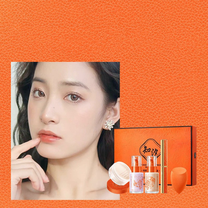 Five Piece Light Fog Makeup Set $42.69 Dana Fashion Color: Natural color makeup Product information: Applicable skin type: general Efficacy: beautify and even skin tone Color number: monochrome Color: ivory, natural Style: avant-garde, co branding, festiv