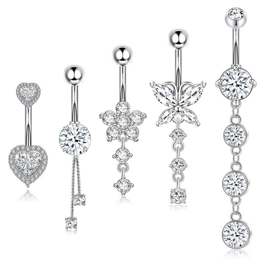 Five-piece Set Navel Stud European And American $15.00 Dana Fashion Color: B Set Women's Accessories Product information: Type: navel stud Treatment Process: zircon Material: Copper Purity: 9K Series: party Image: Sexy Style: Women's Shape: heart shape Pa