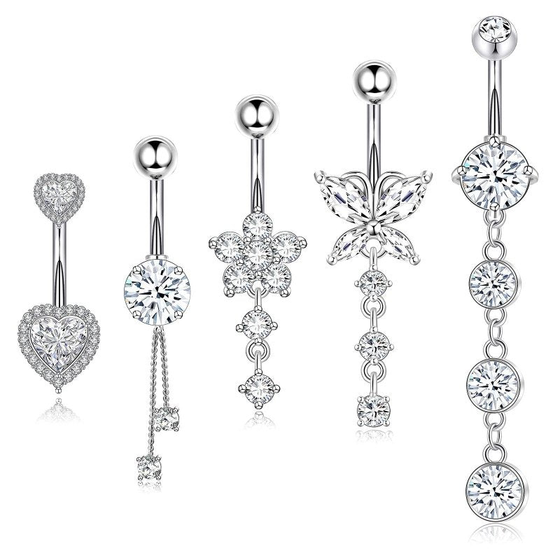 Five-piece Set Navel Stud European And American $15.00 Dana Fashion Color: B Set Women's Accessories Product information: Type: navel stud Treatment Process: zircon Material: Copper Purity: 9K Series: party Image: Sexy Style: Women's Shape: heart shape Pa