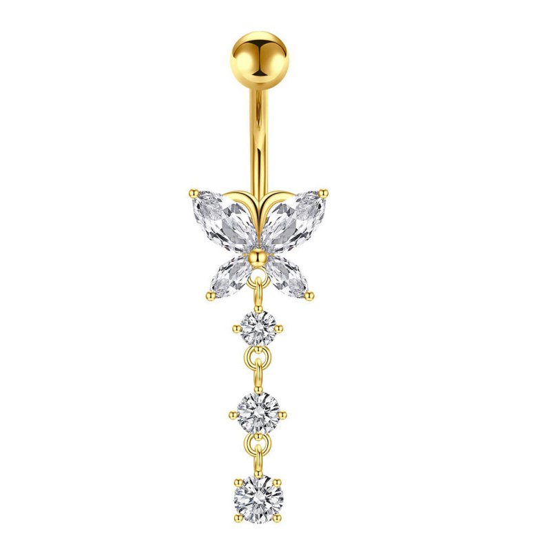 Five-piece Set Navel Stud European And American $9.50 Dana Fashion Color: Butterfly Single Diamond Gold Women's Accessories Product information: Type: navel stud Treatment Process: zircon Material: Copper Purity: 9K Series: party Image: Sexy Style: Women'