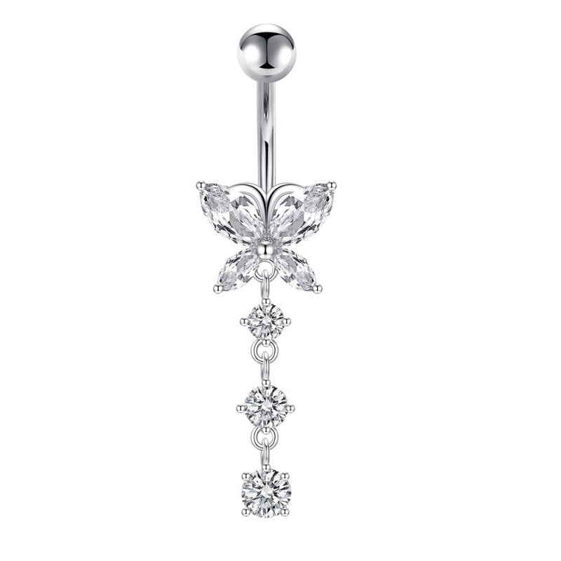 Five-piece Set Navel Stud European And American $9.50 Dana Fashion Color: Butterfly Steel Color Women's Accessories Product information: Type: navel stud Treatment Process: zircon Material: Copper Purity: 9K Series: party Image: Sexy Style: Women's Shape: