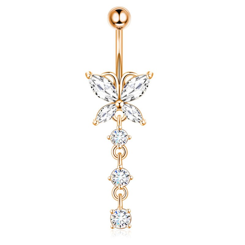 Five-piece Set Navel Stud European And American $9.50 Dana Fashion Color: Butterfly Rose Gold Women's Accessories Product information: Type: navel stud Treatment Process: zircon Material: Copper Purity: 9K Series: party Image: Sexy Style: Women's Shape: h